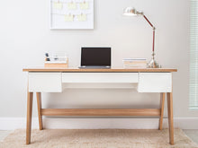 Load image into Gallery viewer, 59&quot; Executive Desk with Sawhorse Legs in White &amp; Oak
