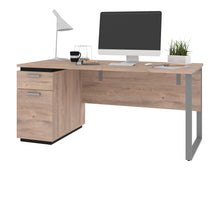 Load image into Gallery viewer, Rustic Brown &amp; Graphite 66&quot; Single Pedestal Desk
