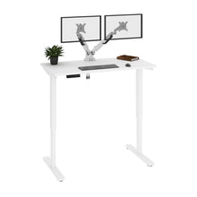 Load image into Gallery viewer, Satin White 48&quot; Twin Monitor Adjustable Desk
