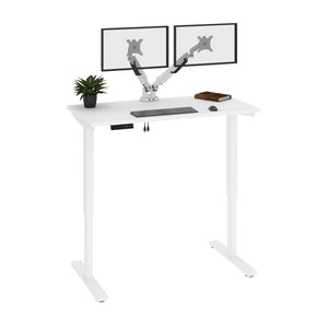 Satin White 48" Twin Monitor Adjustable Desk