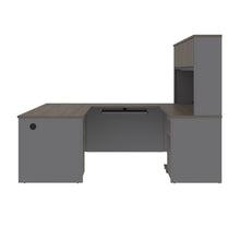 Load image into Gallery viewer, Bark Gray and Slate U-shaped Desk with Hutch
