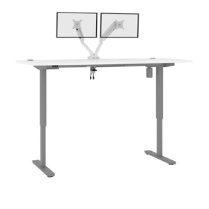 White 72" Twin Monitor Desk with Adjustable Top