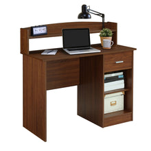 Load image into Gallery viewer, 41&quot; Oak Layered Desk with Small Hutch
