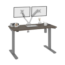 Load image into Gallery viewer, Bark Gray &amp; Light Gray 48&quot; 2-Monitor Adjusting Desk
