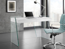 Load image into Gallery viewer, Office Desk with White Top &amp; Inset Drawers with Glass Legs
