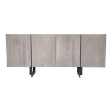 Load image into Gallery viewer, 64&quot; Storage Credenza in Pale Grey Acacia and Iron
