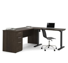 Load image into Gallery viewer, L-Shaped Adjustable Office Desk in Dark Chocolate
