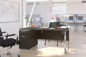 Deep Gray & White 66" Single Pedestal Desk