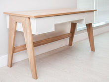 Load image into Gallery viewer, 59&quot; Executive Desk with Sawhorse Legs in White &amp; Oak
