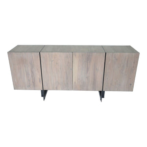 64" Storage Credenza in Pale Grey Acacia and Iron