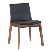 Solid Walnut and Black Faux Leather Guest or Conference Chair (Set of 2)