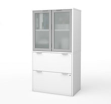 Load image into Gallery viewer, Modern File Cabinet with Hutch in White
