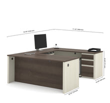 Load image into Gallery viewer, White Chocolate &amp; Antigua Modern U-shaped Desk
