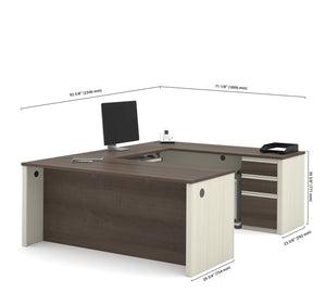 White Chocolate & Antigua Modern U-shaped Desk