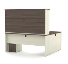 Load image into Gallery viewer, Elegant L-shaped Desk with Hutch in White Chocolate &amp; Antigua
