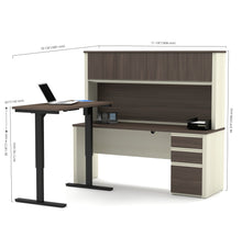 Load image into Gallery viewer, White &amp; Antigua Desk / Hutch with Included Sit-Stand Desk
