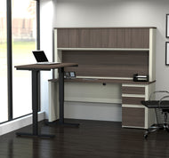 White & Antigua Desk / Hutch with Included Sit-Stand Desk