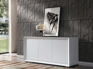 Elegant 61" White Credenza with 3 Doors