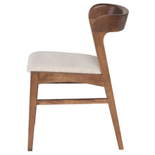 Load image into Gallery viewer, Wood &amp; Padded Ivory Fabric Chair
