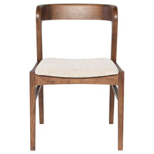 Load image into Gallery viewer, Wood &amp; Padded Ivory Fabric Chair

