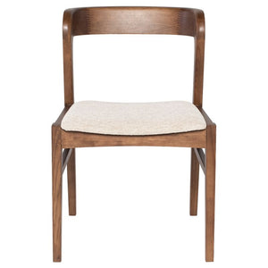 Wood & Padded Ivory Fabric Chair
