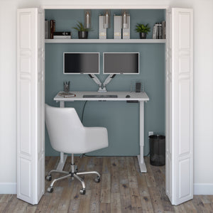 Satin White 48" Twin Monitor Adjustable Desk