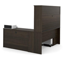 Load image into Gallery viewer, L-Shaped Office Desk with Hutch and Double Pedestals in Dark Chocolate
