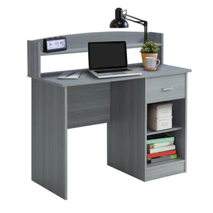 41" Gray Layered Desk with Small Hutch
