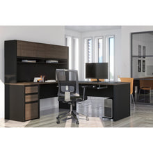 Load image into Gallery viewer, Antigua and Black 71&quot; x 83&quot; L-shaped Desk with Included Hutch
