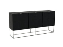 Load image into Gallery viewer, 71&quot; Dark Gray Oak &amp; Stainless High Gloss Lacquer Credenza
