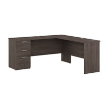 Load image into Gallery viewer, 65&quot; Gray Maple L-Desk with Built-in File Cabinet
