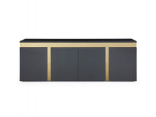 Load image into Gallery viewer, 94&quot; Black and Polished Gold Stainless Steel Storage Credenza
