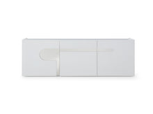 Load image into Gallery viewer, White Lacquer 89&quot; Modern Storage Credenza with Unique Accents
