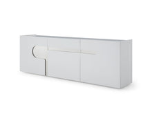 Load image into Gallery viewer, White Lacquer 89&quot; Modern Storage Credenza with Unique Accents
