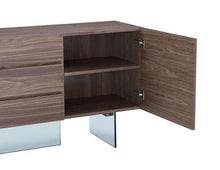 Load image into Gallery viewer, Stunning 79&quot; Walnut Storage Credenza with Drawers and Glass Base
