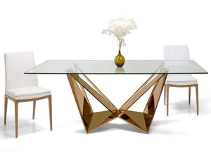 Rose Gold Stainless & Clear Glass 79" Modern Office Desk