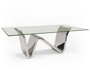 Ultra Modern 84" Glass Conference Table or Executive Desk with Chromed Stainless Base