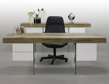 Load image into Gallery viewer, 78&quot; Rustic Oak &amp; White Lacquer Modern Executive Desk
