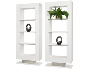 White Lacquer 77" H Bookcase / Room Divider