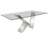Chromed Stainless Steel & Clear Glass Super Modern 72