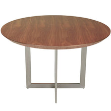 Load image into Gallery viewer, Walnut &amp; Brushed Stainless Modern Circular Meeting Table
