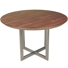 Load image into Gallery viewer, Walnut &amp; Brushed Stainless Modern Circular Meeting Table
