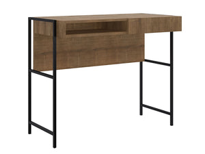 37" Industrial Desk in Black Metal and Walnut