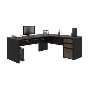 Antigua & Black 71" x 83" L-Shaped Desk with 3 Drawers
