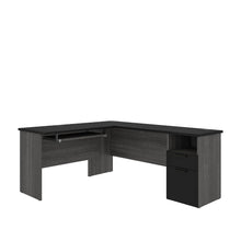 Load image into Gallery viewer, 71&quot; x 59&quot; L-shaped Desk in Bark Gray &amp; Black
