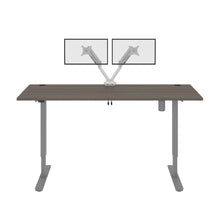 Load image into Gallery viewer, Walnut Gray 72&quot; Twin Monitor Desk with Adjustable Top
