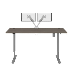 Walnut Gray 72" Twin Monitor Desk with Adjustable Top