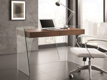 Load image into Gallery viewer, Office Desk with Walnut Top &amp; Inset Drawers with Glass Legs
