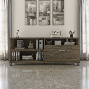 71" Credenza with Filing Drawer in Walnut Gray