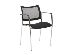 Black Visitor / Guest Chair with Mesh Back & Chrome Accents